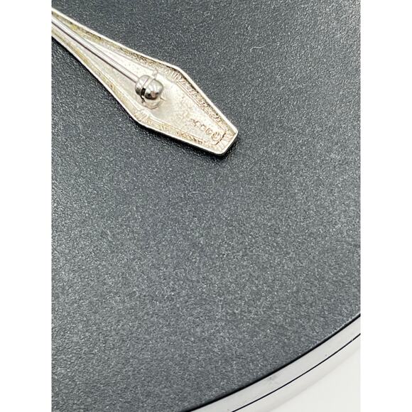 Signed Sterling Silver Vintage Mini Decorated Handle Condiment Spoon Brooch - Picture 5 of 11